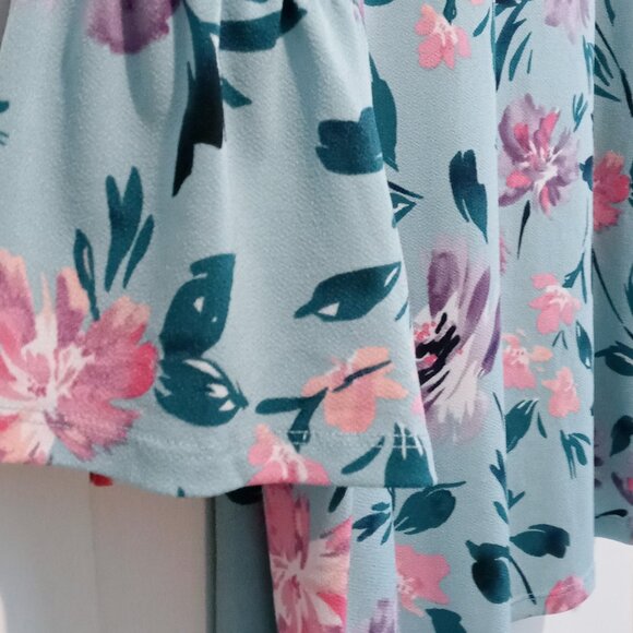Roz & Ali Woman Azure Turquoise Floral 3/4 Bell Sleeve Blouse Size 2X - Picture 7 of 10